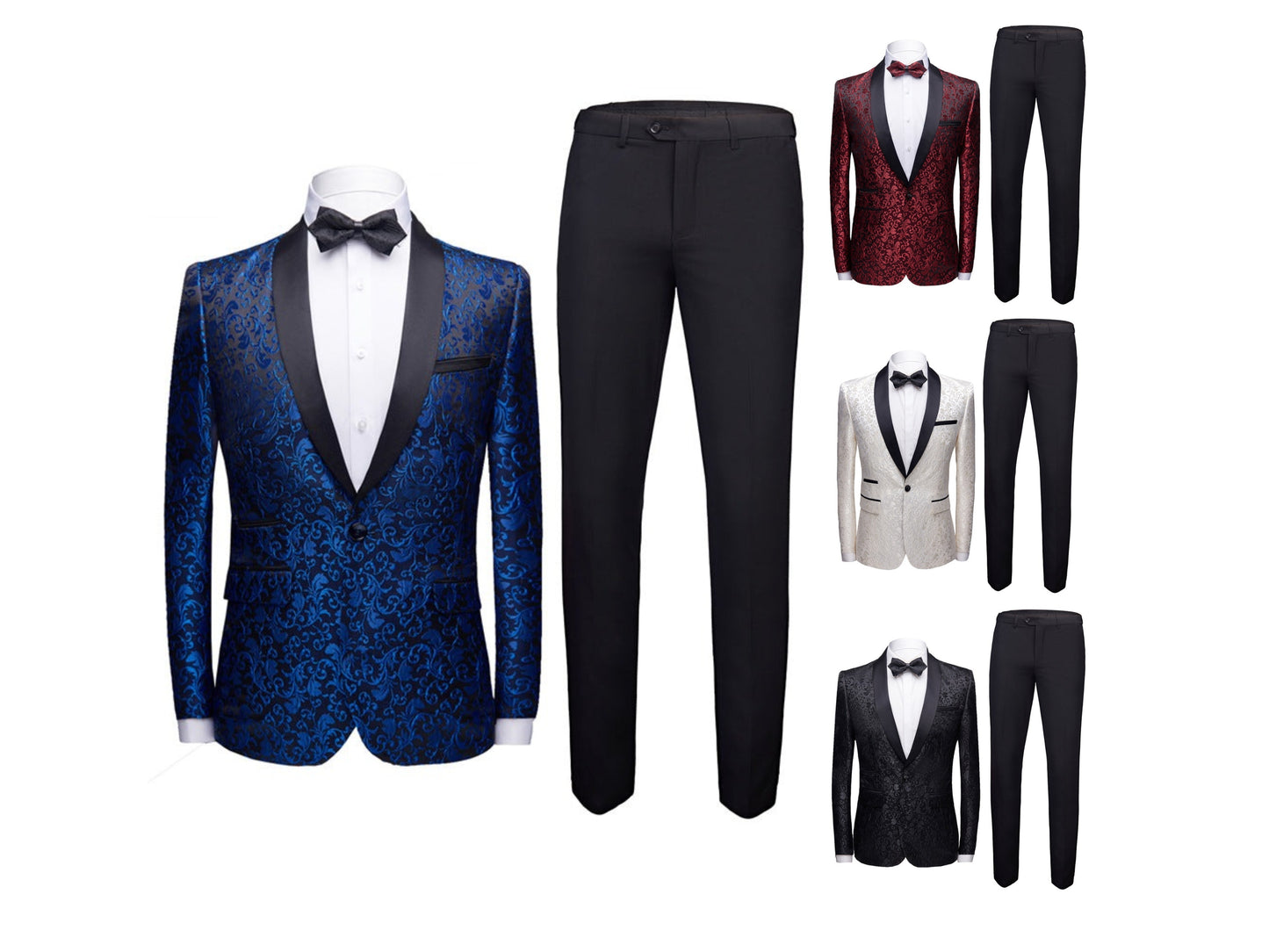 2-teiliges Herrenanzug-Set mit Jacquard-Muster und 1 Knopf, bedruckt, Smokingjacke, Hose, Frühling/Herbst | 970