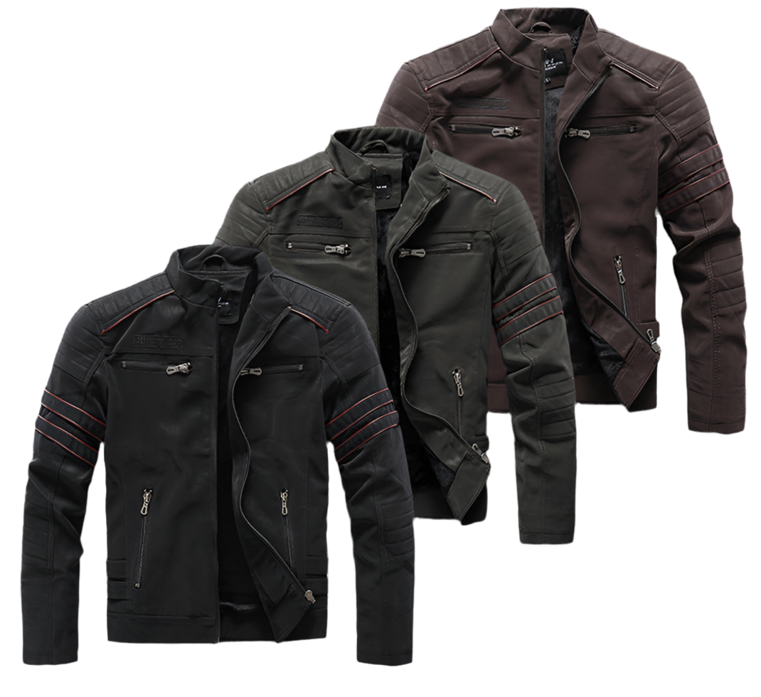 Herren PU-gebürstete weiche Wildlederjacke, modischer Blazer mit mehreren Stickereien | 8809