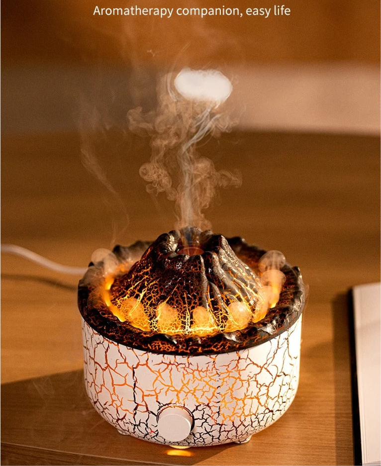 Lava Cracked Volcano Diffusor für ätherische Öle, Quallenspray, Simulation von Feuer und Flammeneffekt, Luftbefeuchter, Heimdiffusor | V21b pro