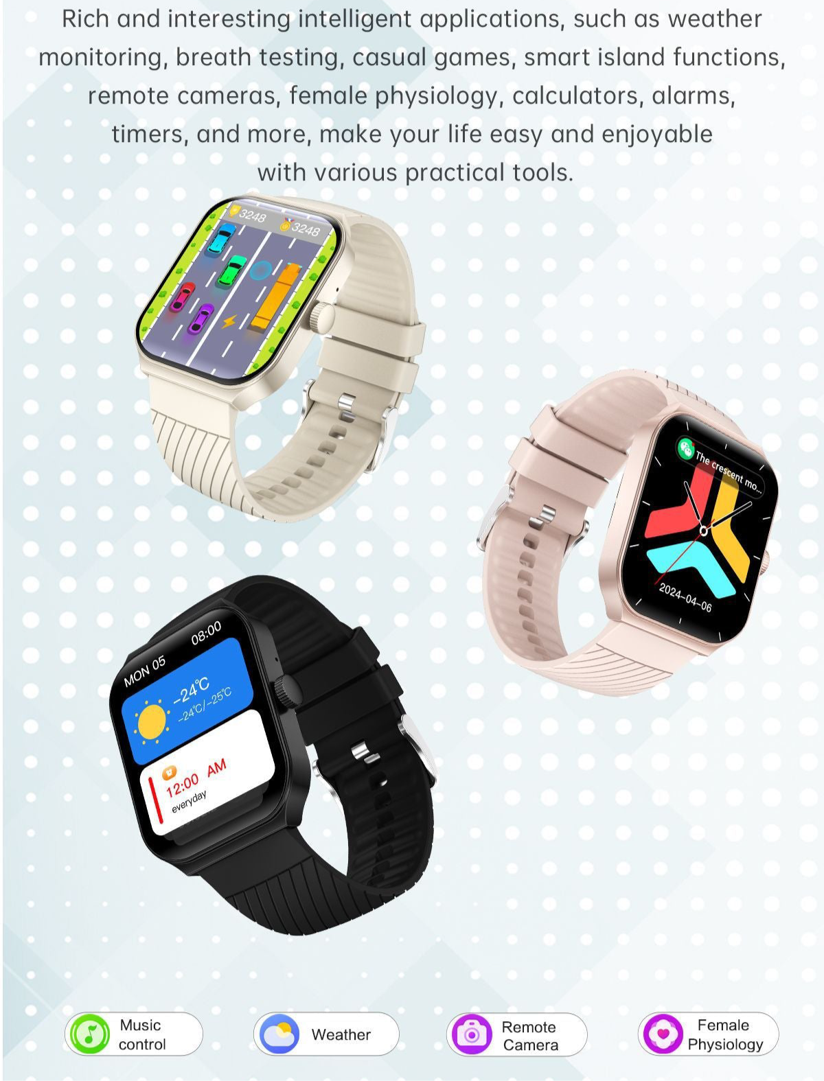 Smartwatch-Armband mit Bluetooth-Anruf, Gesundheitsüberwachung und Sport-Tracker für Männer und Frauen | Z88