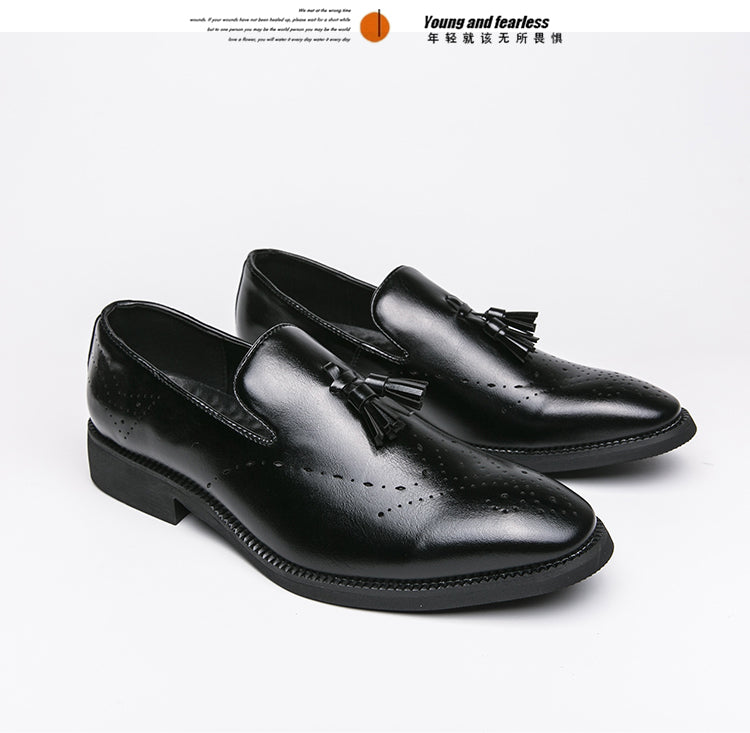 Loafer aus echtem Leder für den Außenbereich, spitze Quaste, lässig, geschnitzte Lederschuhe | 8739