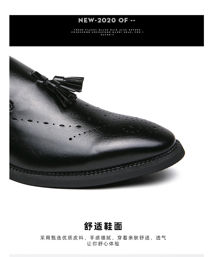 Loafer aus echtem Leder für den Außenbereich, spitze Quaste, lässig, geschnitzte Lederschuhe | 8739