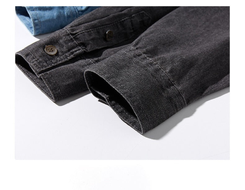 Herren Slim Fit Denim Langarmhemd Trendy Style Casual Arbeitsjacke Hemd | MT8003