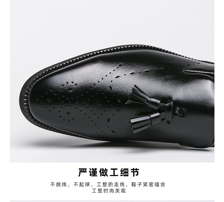 Loafer aus echtem Leder für den Außenbereich, spitze Quaste, lässig, geschnitzte Lederschuhe | 8739