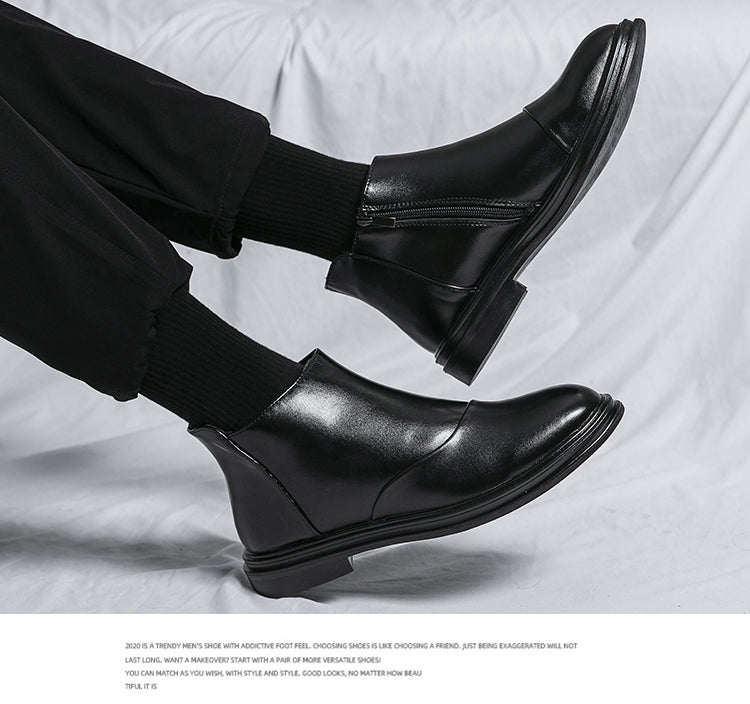 Martin-Stiefel, hohe, spitze Lederschuhe, rutschfeste, elegante Stiefel mit seitlichem Reißverschluss | 8823