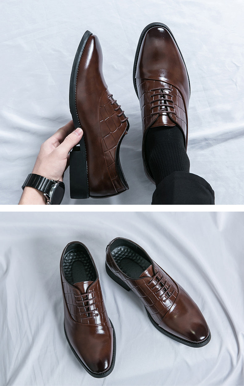 Business Formelle Lederschuhe Schnürschuhe Geprägte Patchwork-Modelle Schuhe | 8786