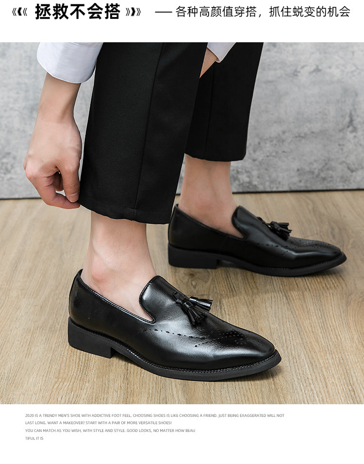 Loafer aus echtem Leder für den Außenbereich, spitze Quaste, lässig, geschnitzte Lederschuhe | 8739