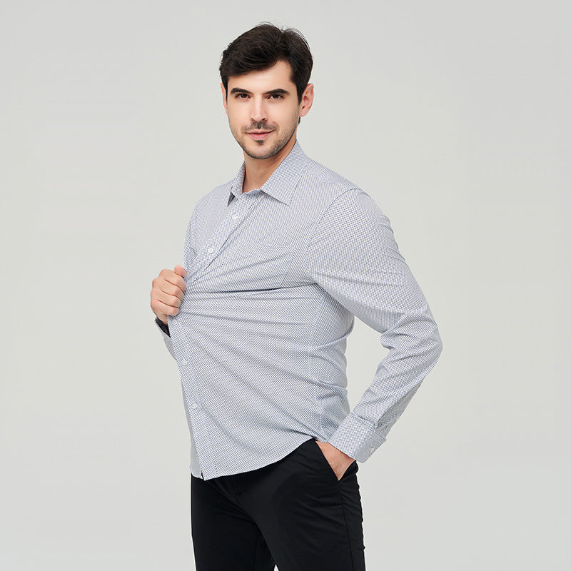 Herrenhemden Langarm Elastisch Falten Formelle Business Camisas Shirts | A7
