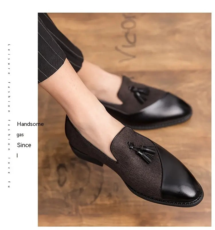 Herren Vintage Slipper mit Quaste, bequeme, rutschfeste Gummisohle, Freizeitschuhe | 1109-58