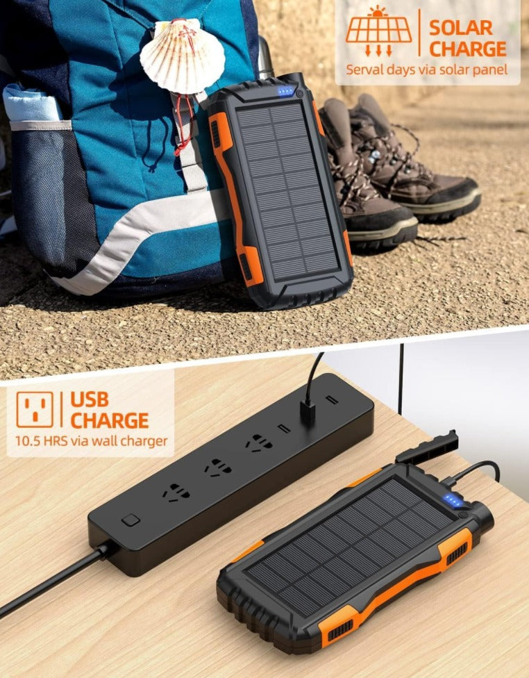 Solar Power Bank 20000mAh Tragbare Lade Power Bank Externes Akkuladegerät | 00010