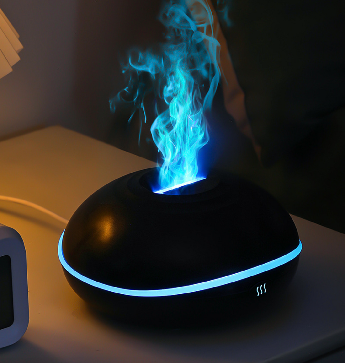 Aromatherapie-Diffusor mit realistischem Flammeneffekt – 7-farbiger LED-Luftbefeuchter mit USB-Stromversorgung für Zuhause, Büro und Schlafzimmer | SD13