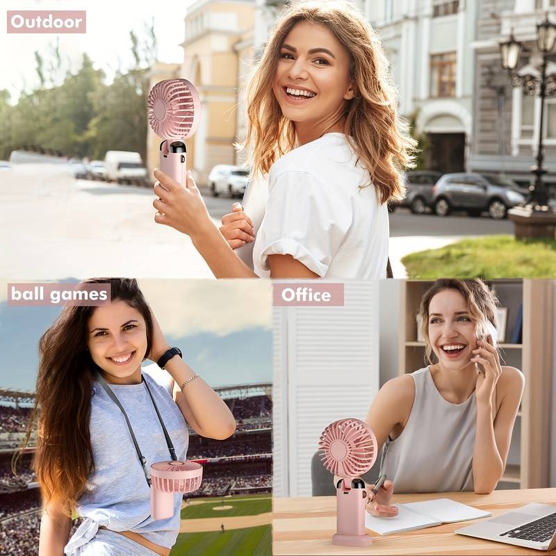 Tragbarer Mini-Ventilator, Handventilator, wiederaufladbar über USB mit 5 Geschwindigkeiten, 90° faltbarer Mini-Ventilator mit LED-Anzeige, Mini-Ventilator für den Außenbereich im Büro | S12