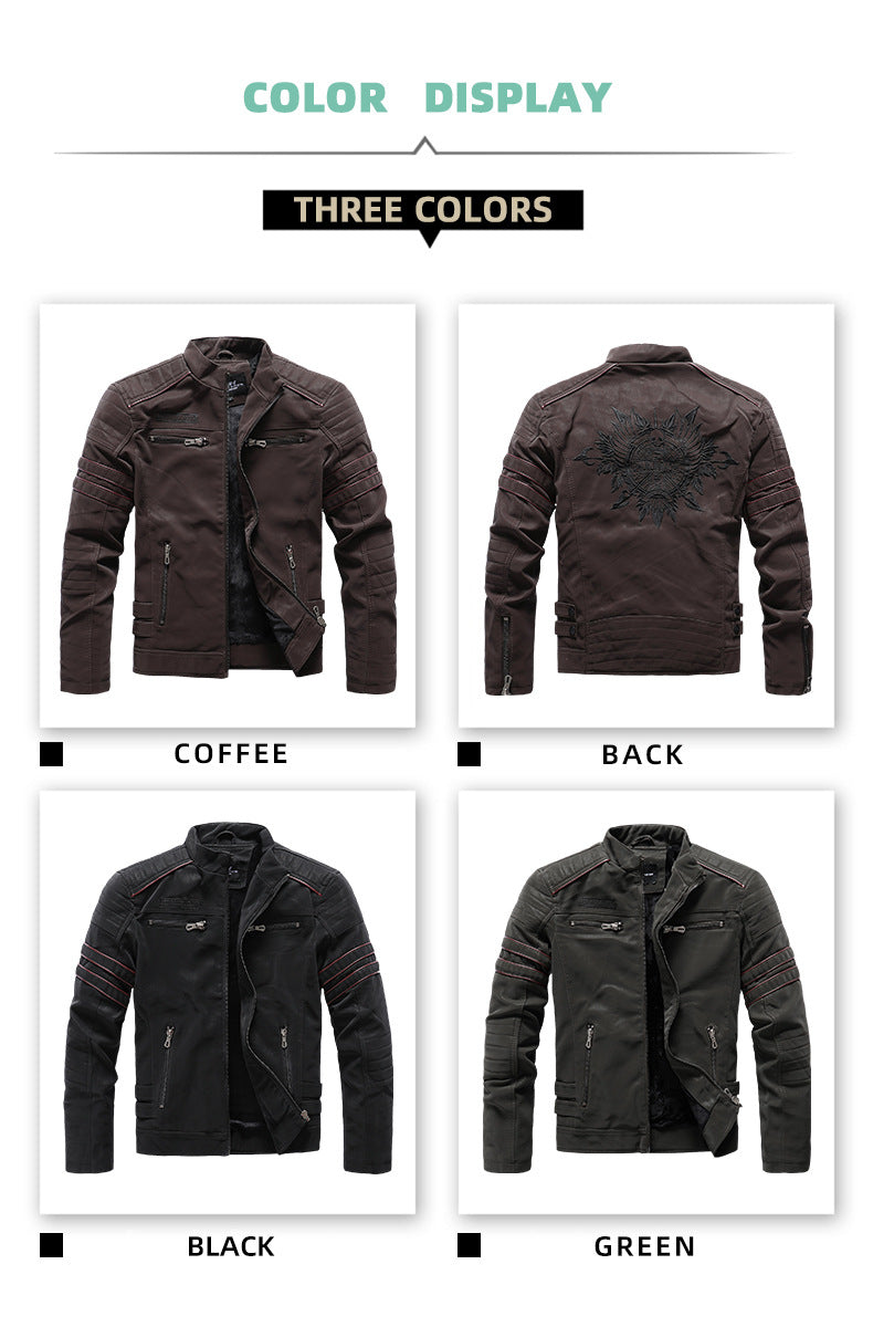 Herren PU-gebürstete weiche Wildlederjacke, modischer Blazer mit mehreren Stickereien | 8809