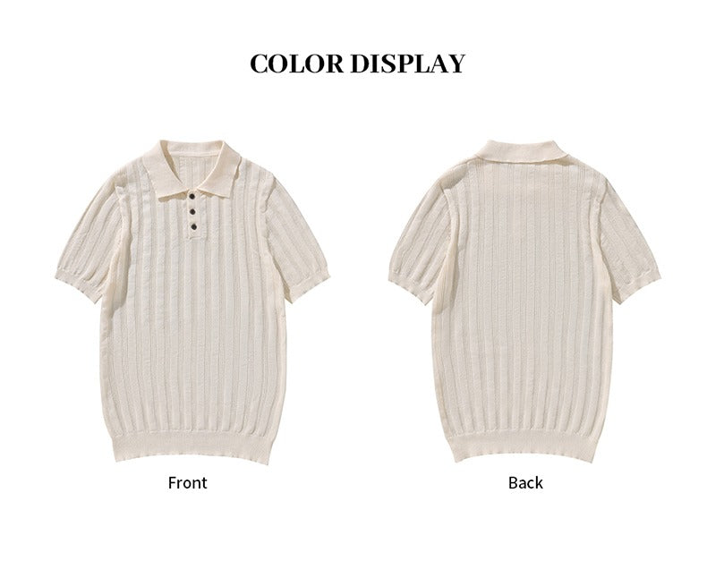 Hochwertiges Sommer-Strick-Kurzarm-Poloshirt für Herren, bequem und atmungsaktiv | POLO1