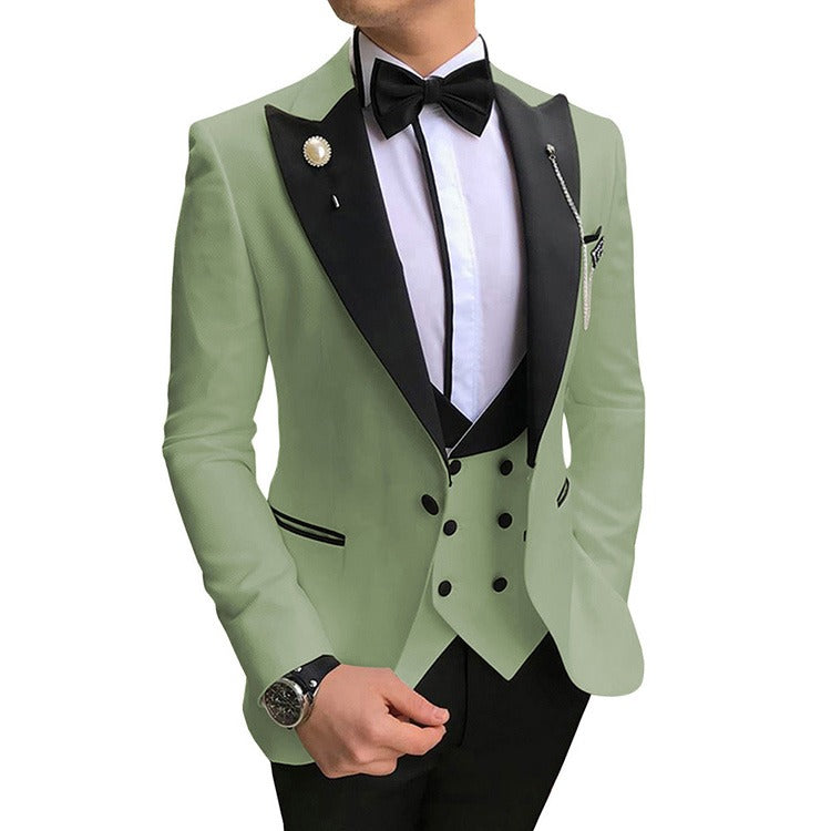 3-teiliger Slim Fit Herrenanzug Bräutigam Formelle Party Abschlussball & Hochzeit Smoking Blazer Jacke Hose & Weste