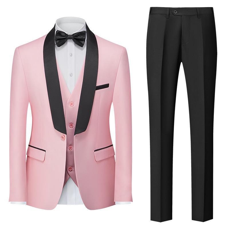 Herren Premium Anzug Casual Regular Smart Fit 3-teiliger Smoking für Abschlussbälle, Schalkragen, Hochzeitsfeier, Trauzeugenanzüge (Blazer + Weste + Hose) | 601