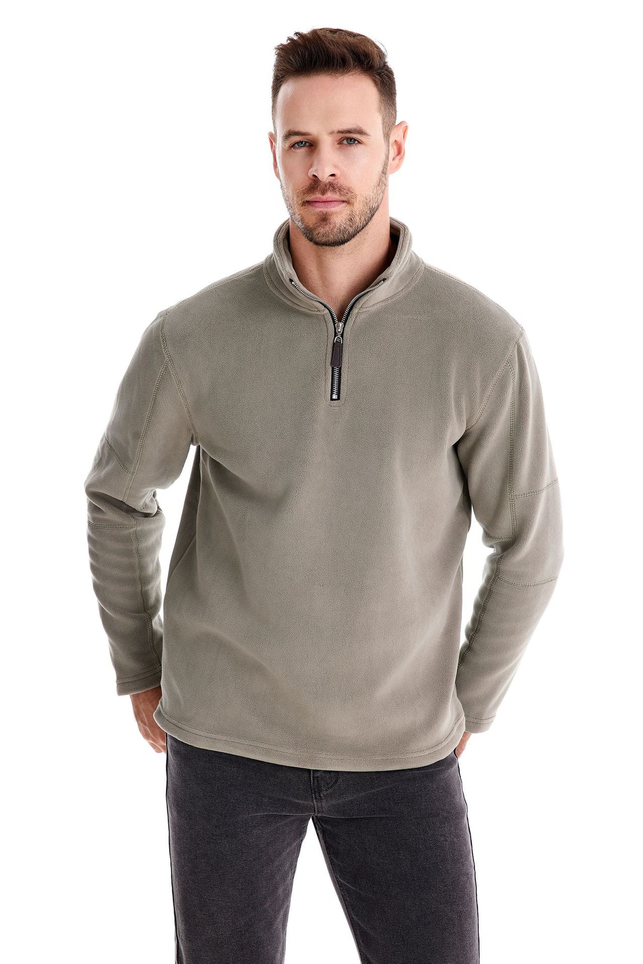 Herren Fleece Pullover Sweatshirts | Herbst-Winter 2025 Europa Mode | Half-Zip Stehkragen Tops | HD08