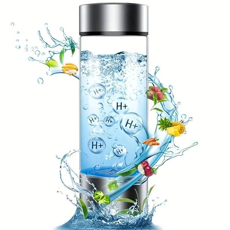 Wasserstoff-Wasserflasche – Per USB wiederaufladbar und tragbar mit Edelstahlverschluss. Verwandelt normales Wasser in wasserstoffreiche Flüssigkeit | TQ-08