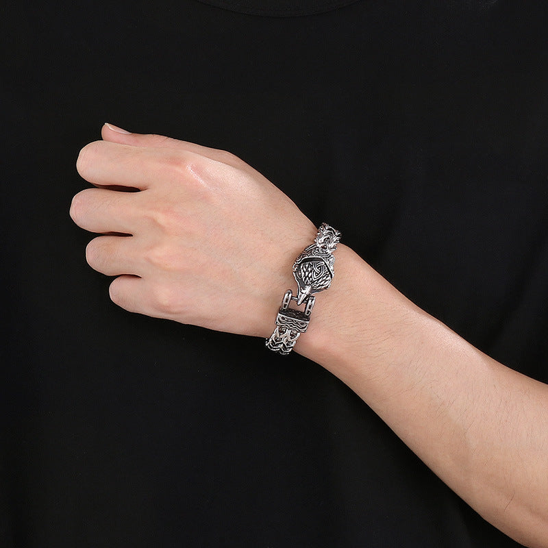 Herren Wikinger Tierarmband Wolf, Adler, Schlange Edelstahlarmband | KB179515-MZOZ