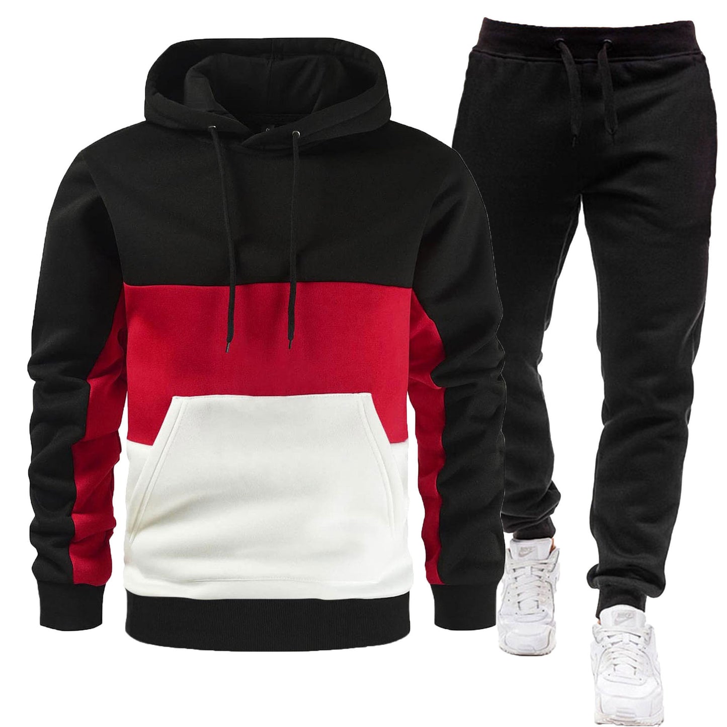 Hochwertiger Herren Freizeitanzug mit Kapuze, warm, vielseitig, 2-teiliger Sportanzug | SY001