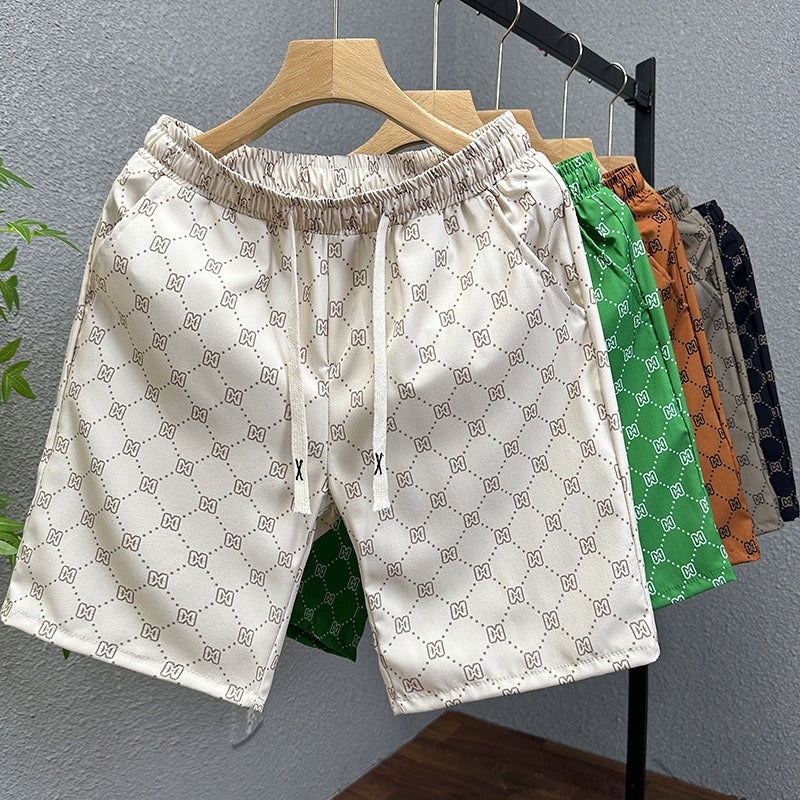 Herren Polyester Casual Shorts mit Taschen Sommer Strand Bedruckte Shorts | Hk081