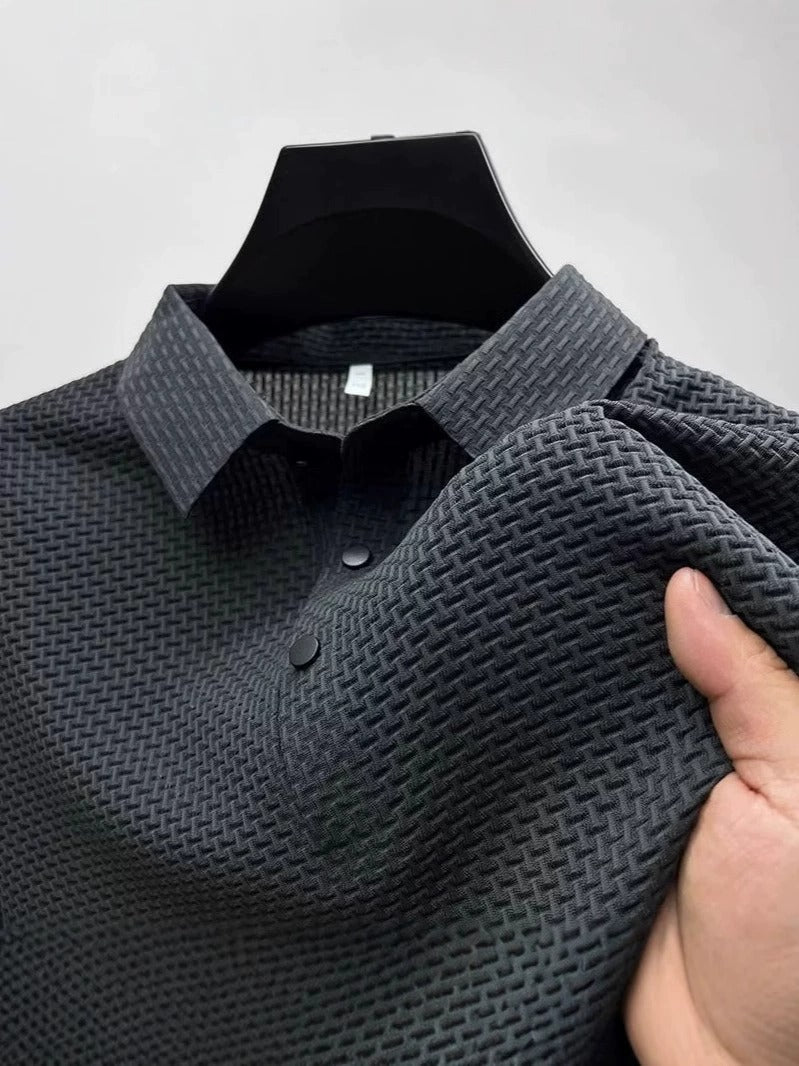 Herren Kurzarmhemd aus Eisseide – Atmungsaktiver Business Casual Stehkragen | A-D246