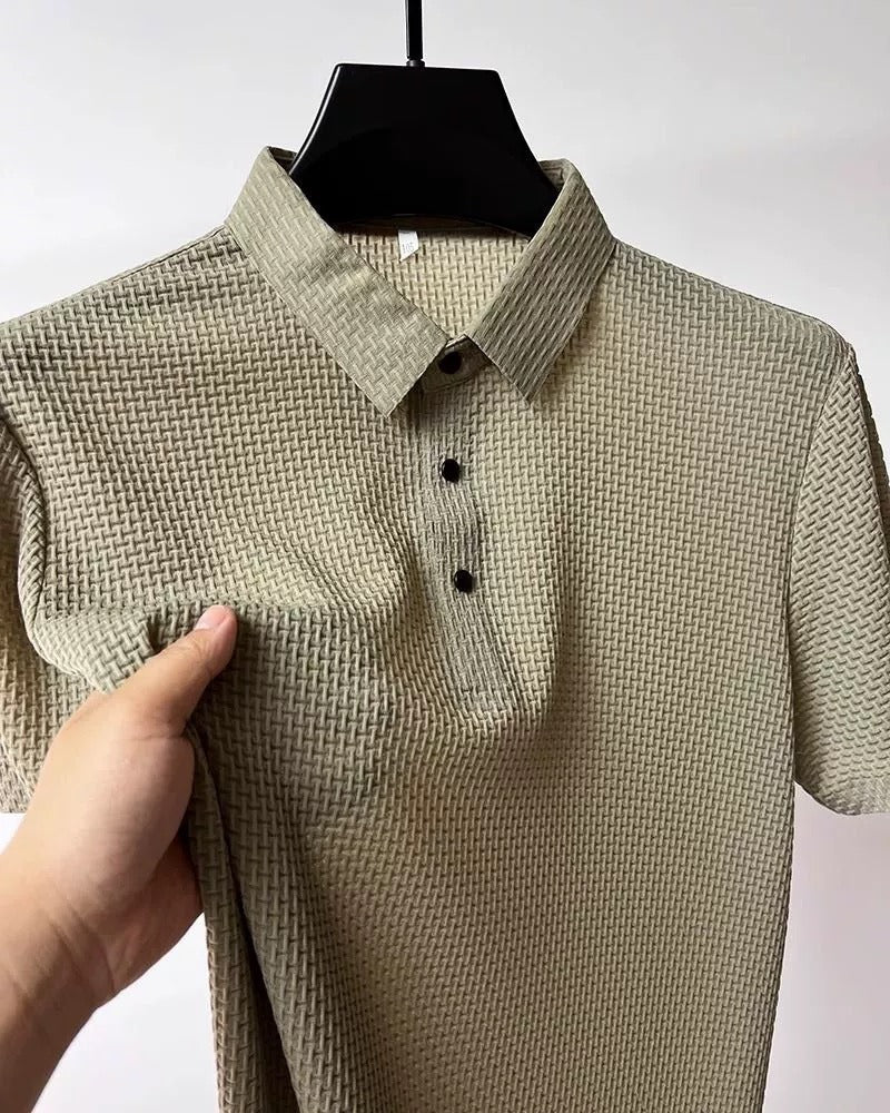 Herren Kurzarmhemd aus Eisseide – Atmungsaktiver Business Casual Stehkragen | A-D246