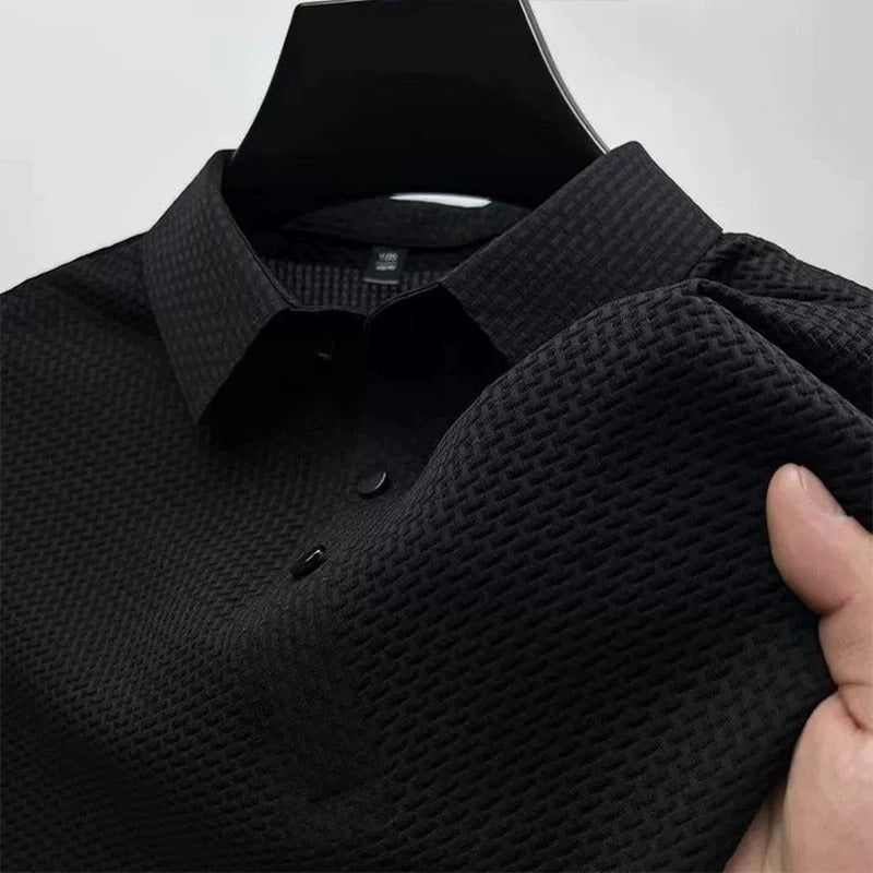 Herren Kurzarmhemd aus Eisseide – Atmungsaktiver Business Casual Stehkragen | A-D246