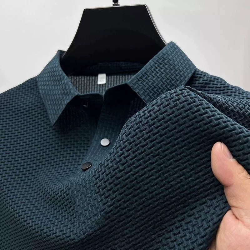 Herren Kurzarmhemd aus Eisseide – Atmungsaktiver Business Casual Stehkragen | A-D246