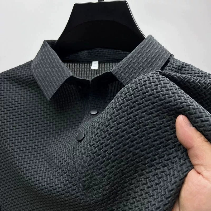 Herren Kurzarmhemd aus Eisseide – Atmungsaktiver Business Casual Stehkragen | A-D246