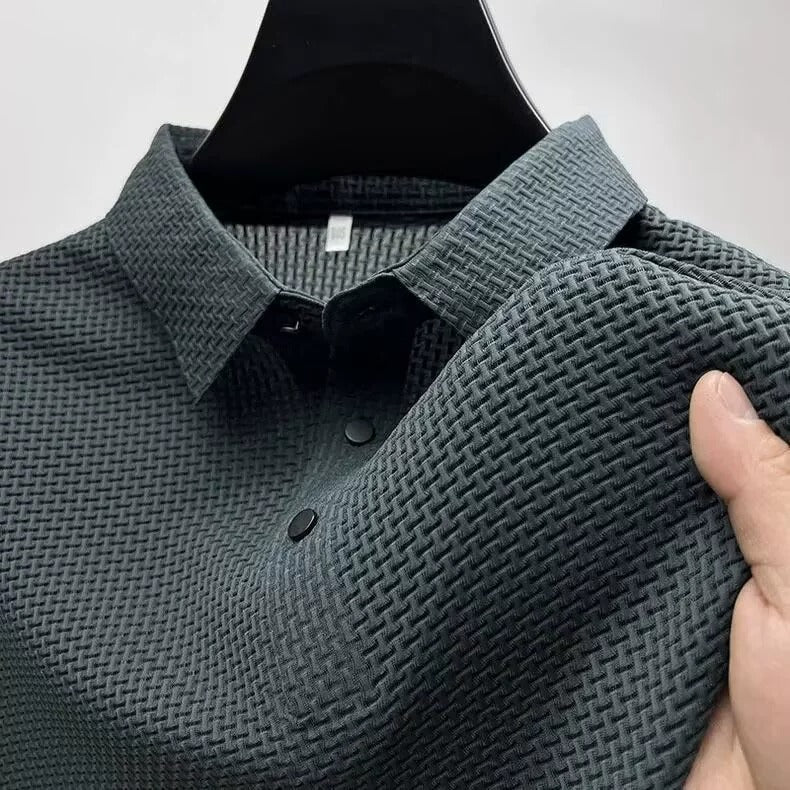 Herren Kurzarmhemd aus Eisseide – Atmungsaktiver Business Casual Stehkragen | A-D246