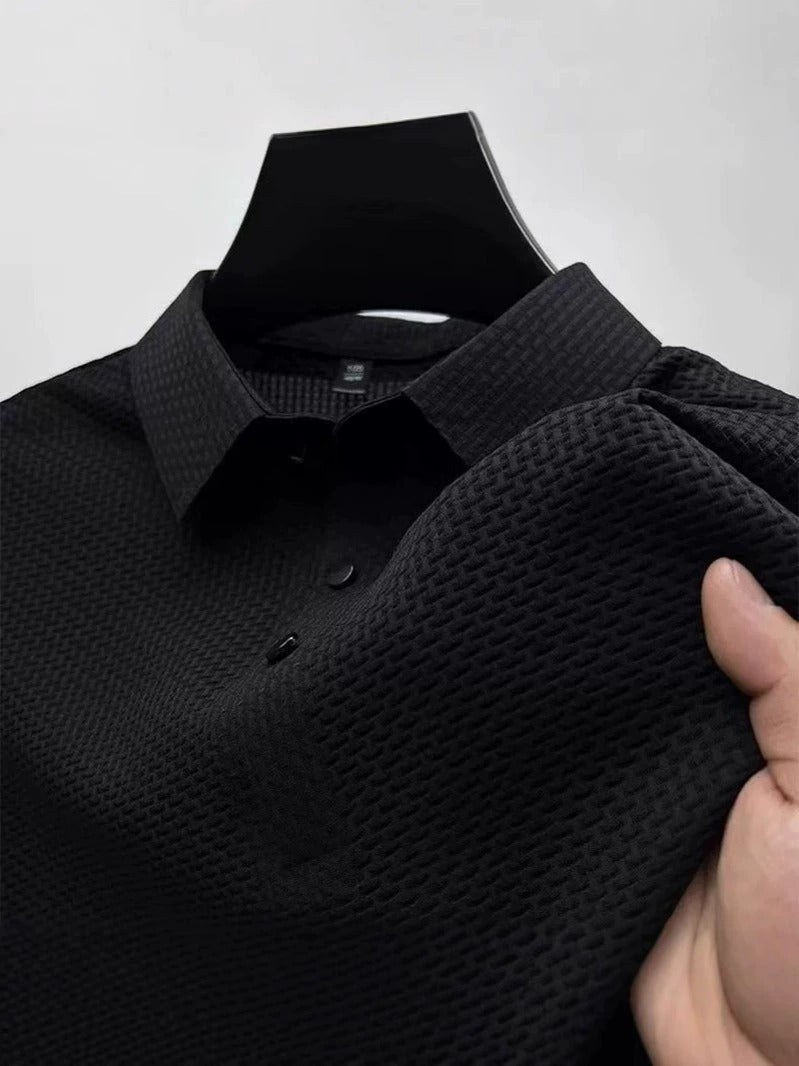 Herren Kurzarmhemd aus Eisseide – Atmungsaktiver Business Casual Stehkragen | A-D246