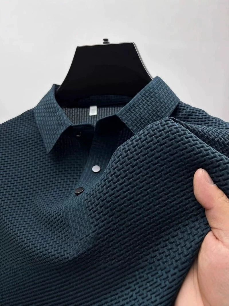 Herren Kurzarmhemd aus Eisseide – Atmungsaktiver Business Casual Stehkragen | A-D246