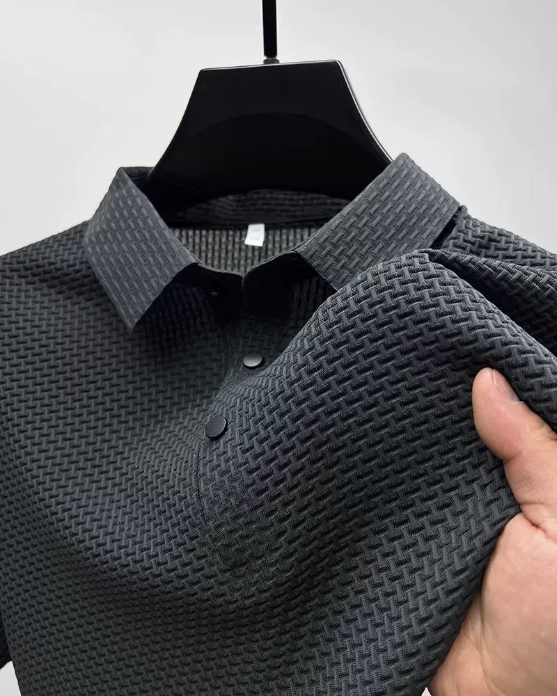 Herren Kurzarmhemd aus Eisseide – Atmungsaktiver Business Casual Stehkragen | A-D246