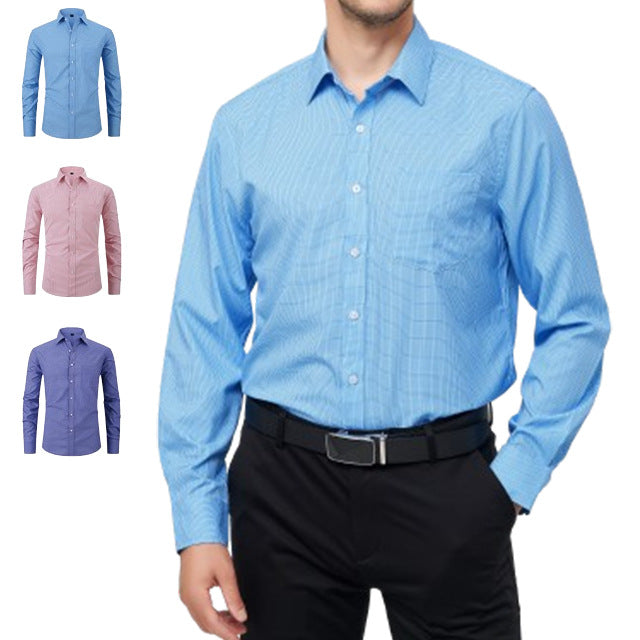 Herrenhemden Langarm Elastisch Falten Formelle Business Camisas Shirts | A7