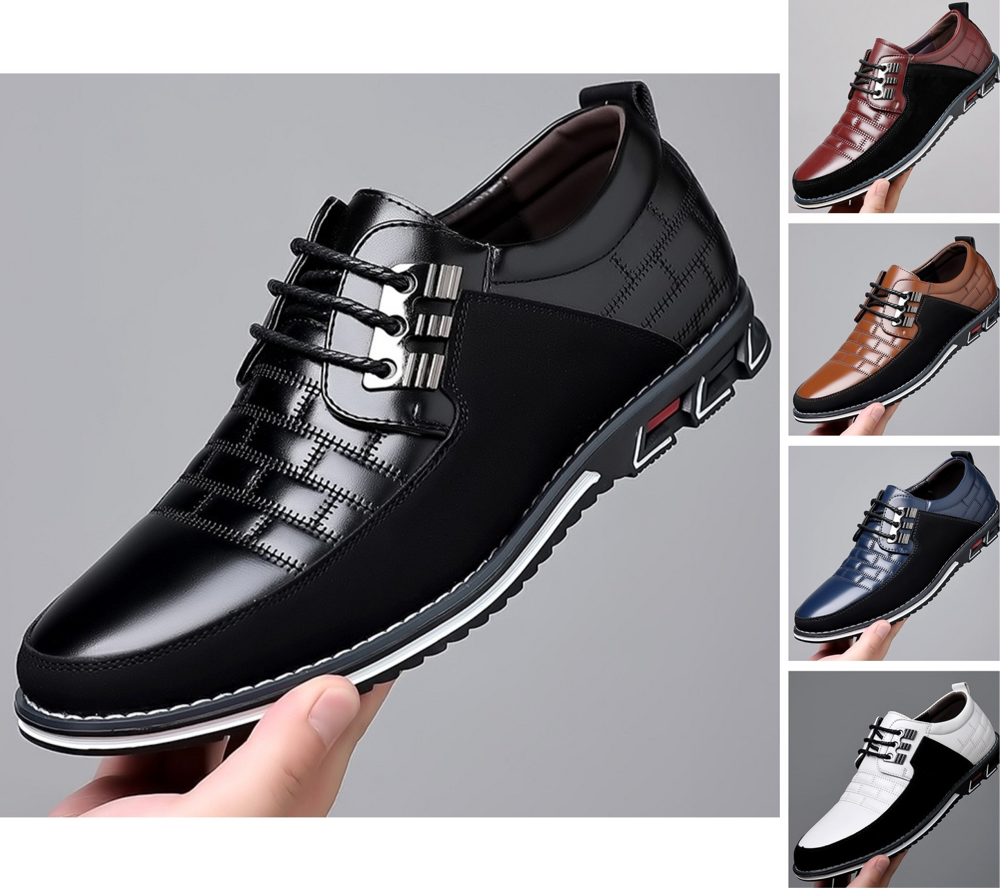 Herren-Derby-Schuhe im britischen Stil mit Karomuster, rutschfeste Leder-Loafer, Mokassins, Hochzeitsschuhe |