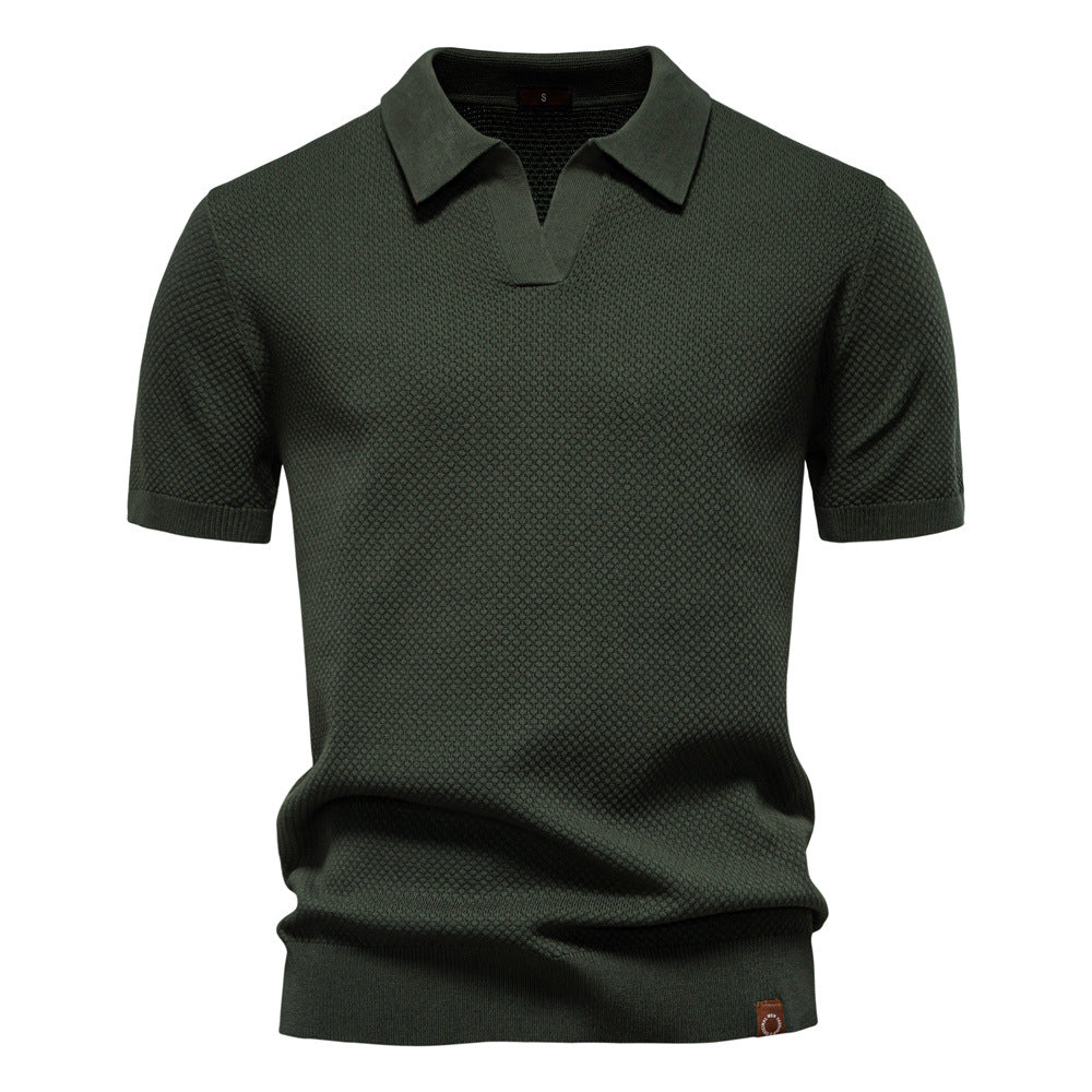 Herren-Poloshirt mit Ananas-Strickstruktur – 2025 Sommer-Kurzarmshirt mit entspannter Passform | PSD8025