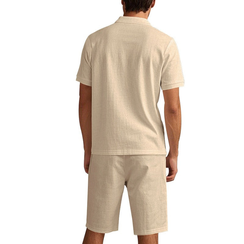 Atmungsaktives Leinen-Polo-Set für Herren – Cooles und bequemes Shirt- und Shorts-Outfit-Set | BKCS-20