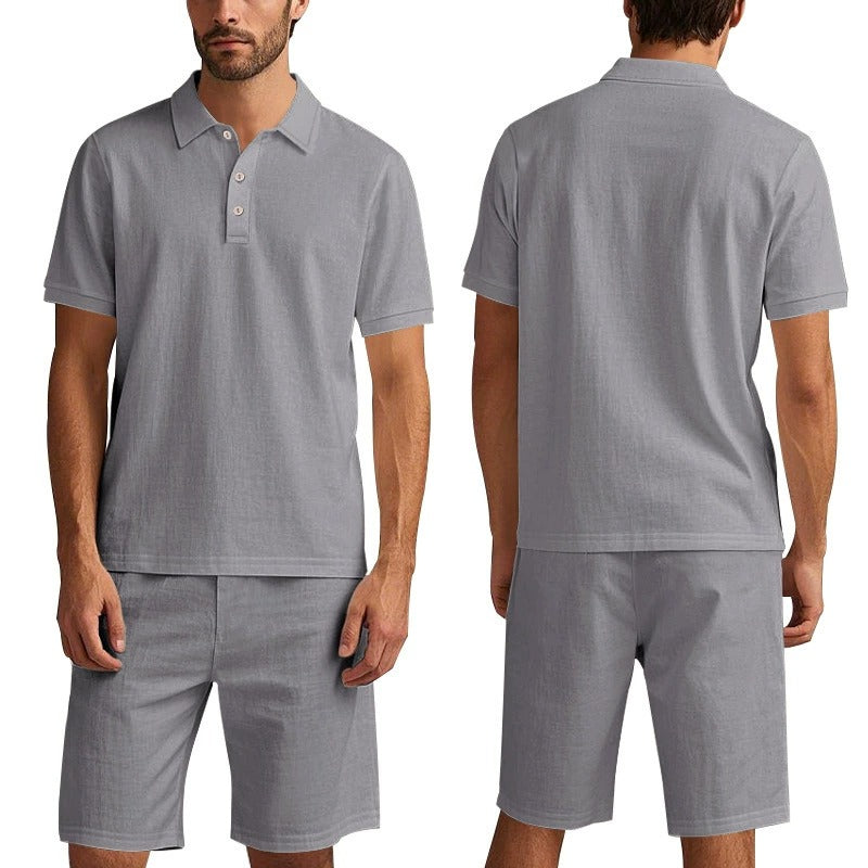 Atmungsaktives Leinen-Polo-Set für Herren – Cooles und bequemes Shirt- und Shorts-Outfit-Set | BKCS-20