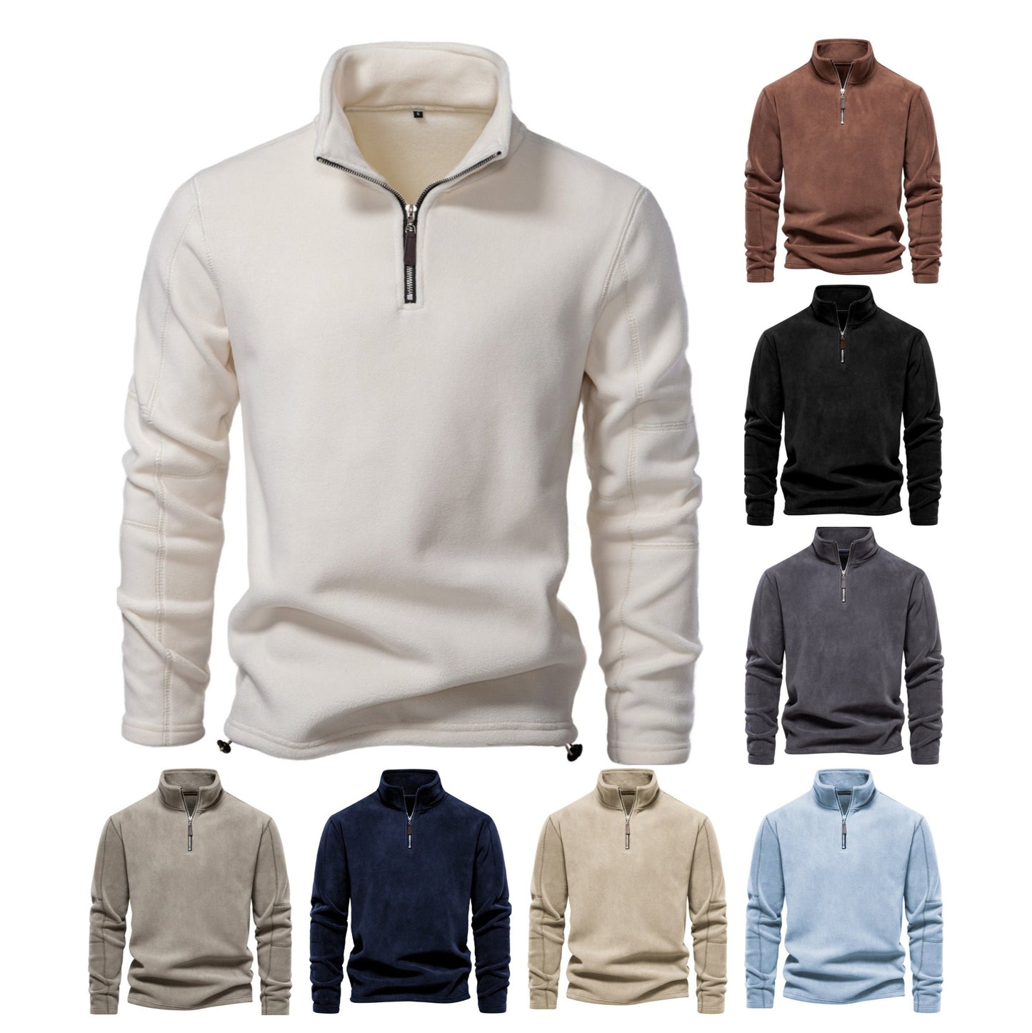 Herren Fleece Pullover Sweatshirts | Herbst-Winter 2025 Europa Mode | Half-Zip Stehkragen Tops | HD08