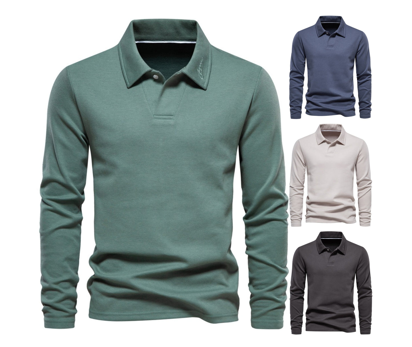 Gewaschenes Herren-Poloshirt – Langarm-Oberteil aus Baumwollmischung | Smart-Casual Herbst-Essential | PL255