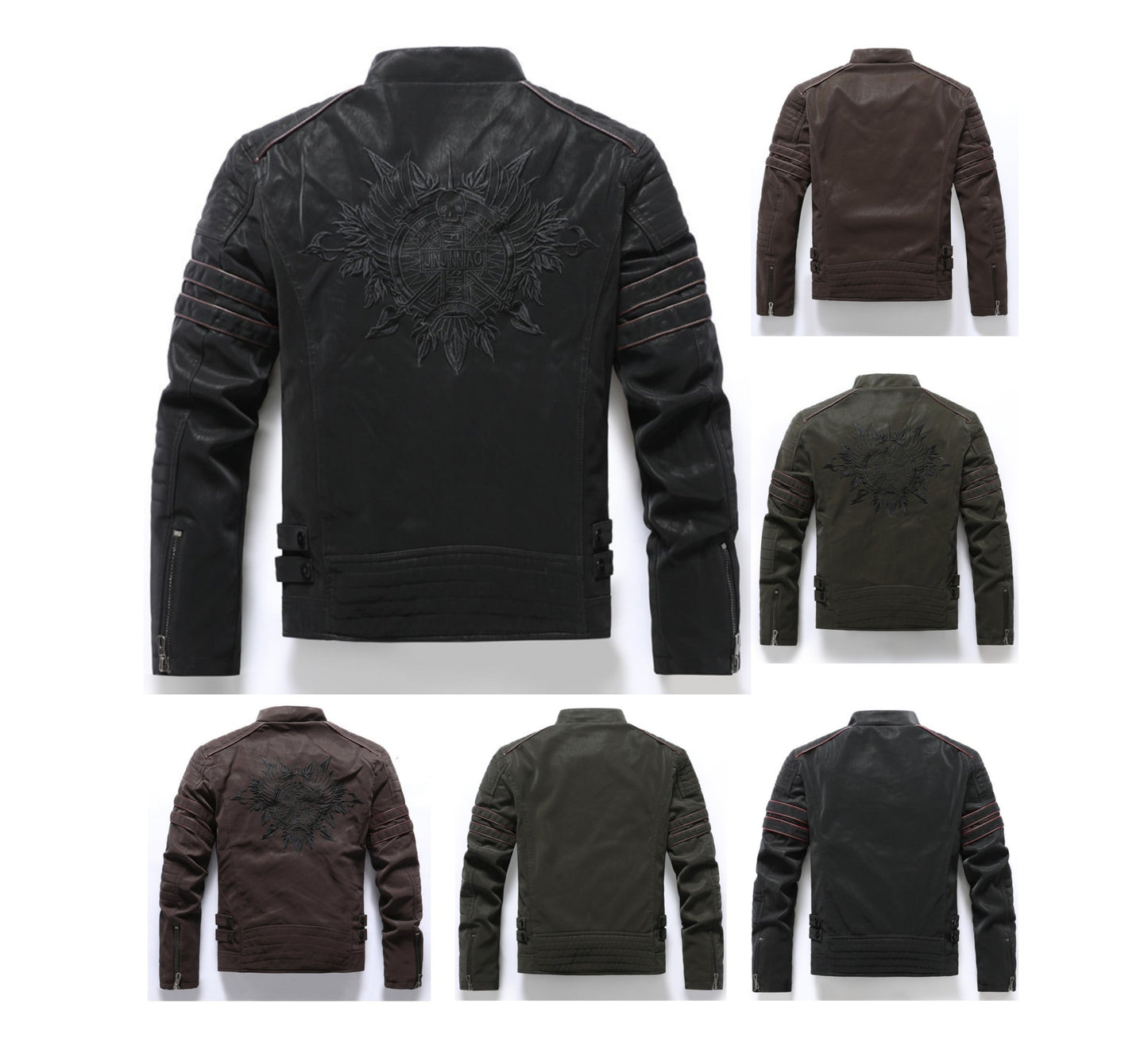 Herren PU-gebürstete weiche Wildlederjacke, modischer Blazer mit mehreren Stickereien | 8809