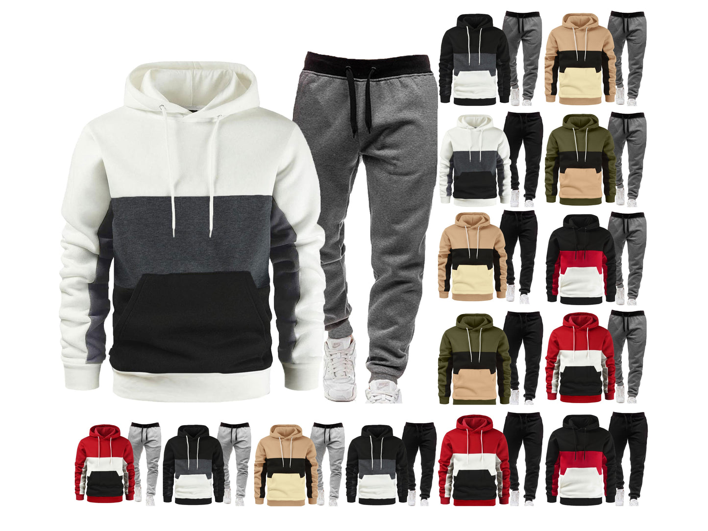 Hochwertiger Herren Freizeitanzug mit Kapuze, warm, vielseitig, 2-teiliger Sportanzug | SY001