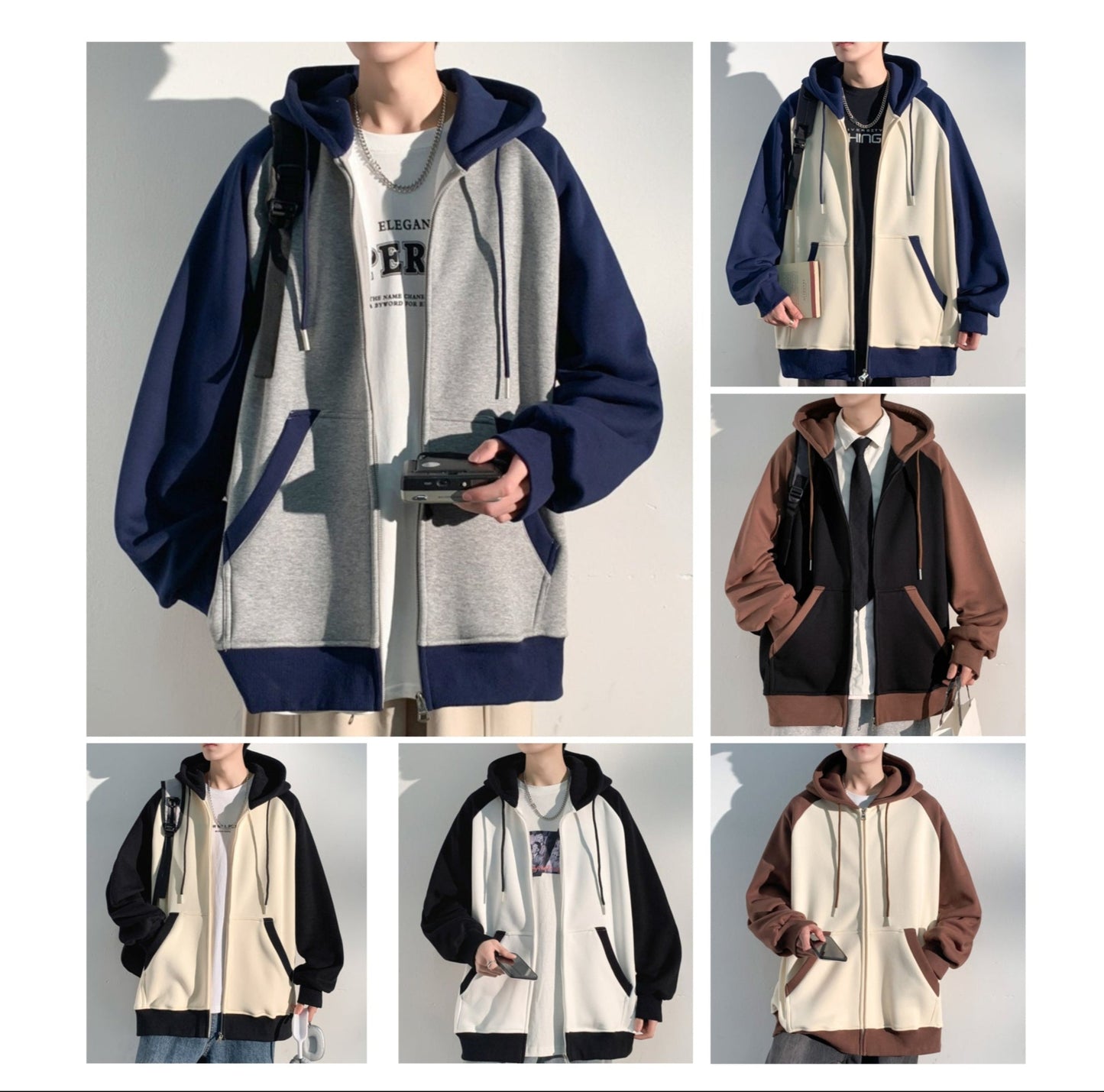 Lässige Strickjacke mit Reißverschluss für Herren, gewebtes Sport-Hoodie-Sweatshirt | JQN-3243