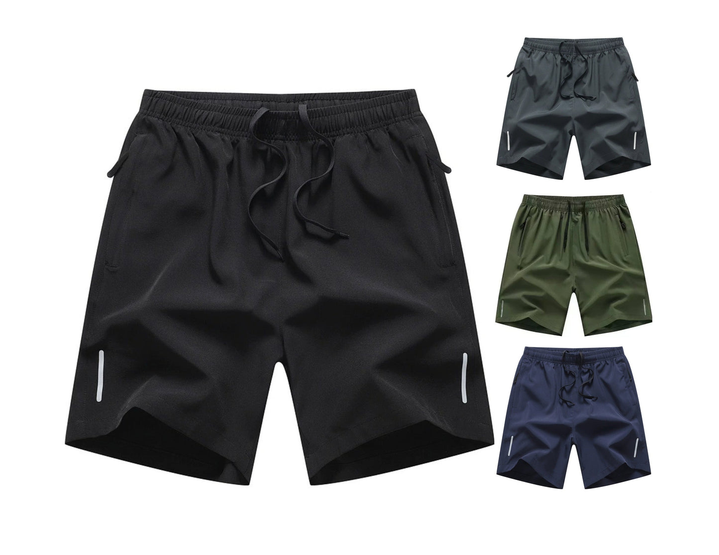 Schnelltrocknende Sportshorts für Herren im Sommer mit Reißverschlusstaschen, atmungsaktiv, leicht und bequem, mit Kordelzug | 8907