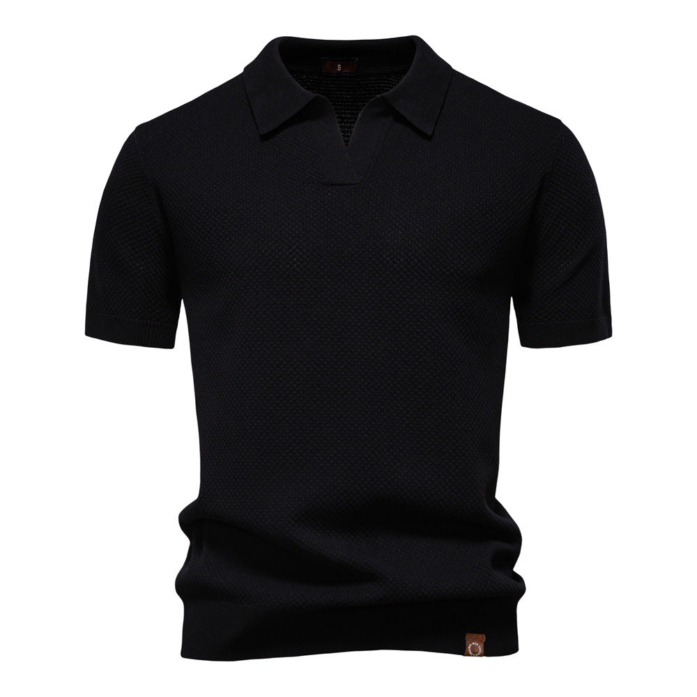Herren-Poloshirt mit Ananas-Strickstruktur – 2025 Sommer-Kurzarmshirt mit entspannter Passform | PSD8025