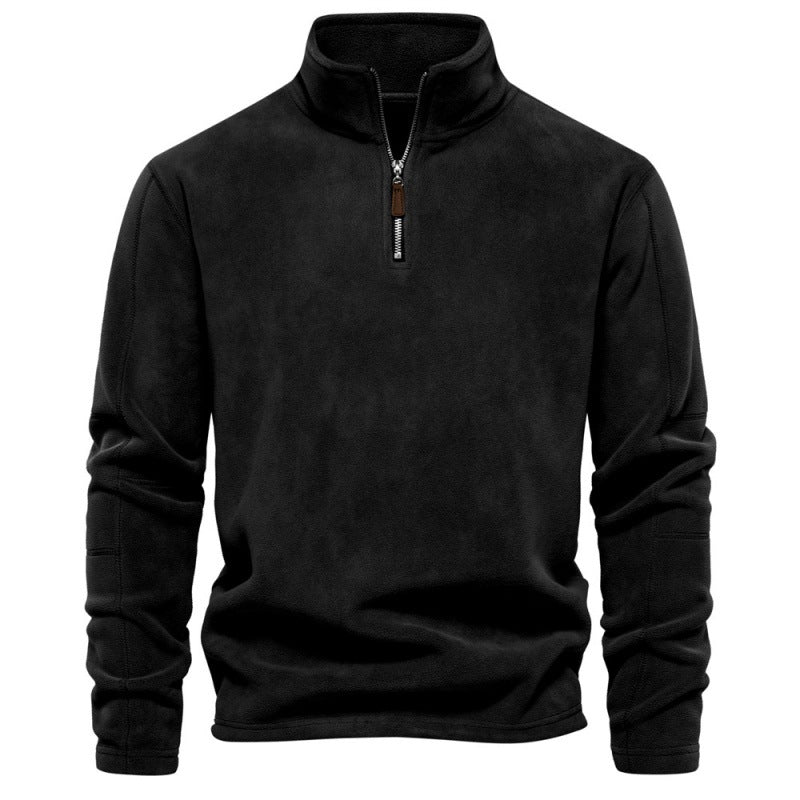 Herren Fleece Pullover Sweatshirts | Herbst-Winter 2025 Europa Mode | Half-Zip Stehkragen Tops | HD08