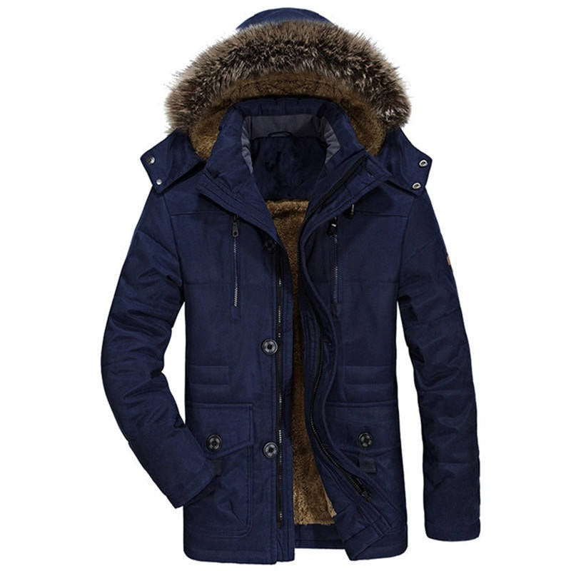 Herren-Baumwolljacke mit Kapuze, dickes Fleecefutter, schmaler Mantel, Parkas, warm, lässig | 7176