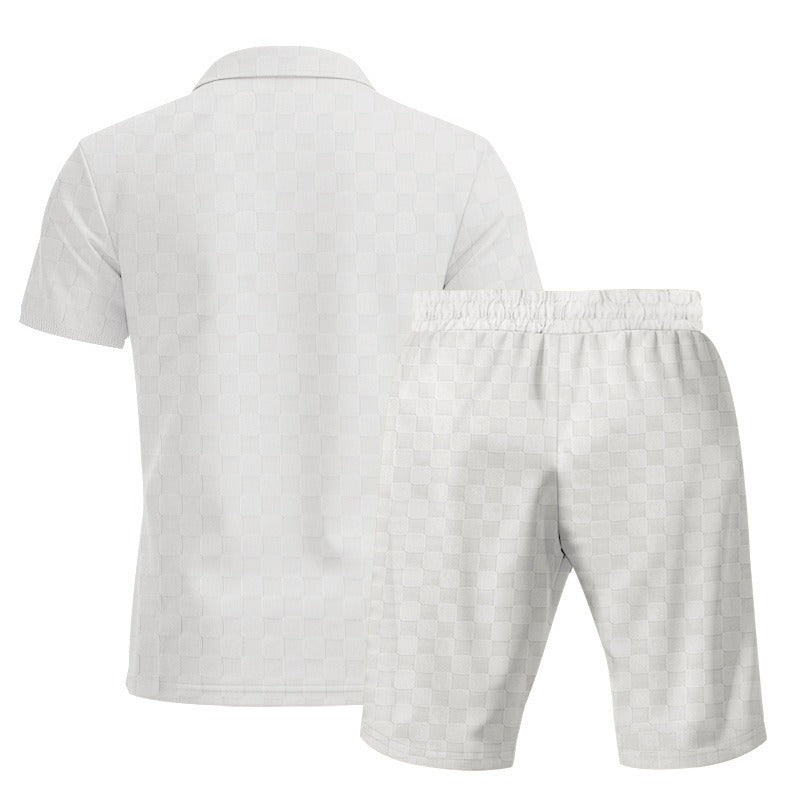 Trendiges Herren-Poloshirt mit Schachbrettmuster und passenden Shorts, zweiteiliges Sommer-Outfit-Set | CW-25