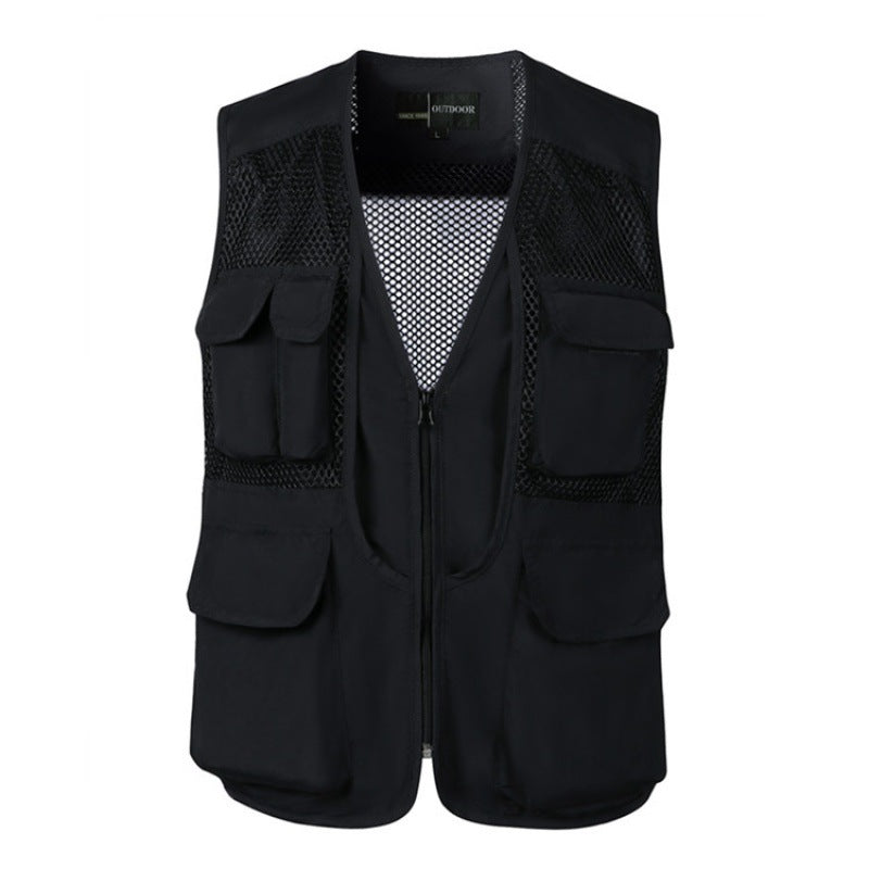 Herren Angelweste Mesh Ärmellos Multi-Tasche Reißverschluss Militär Jagdjacke | D210N738